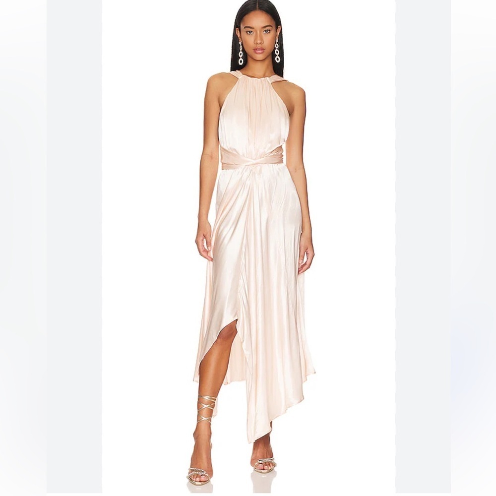 Sabina Musayev Natti Dress Nude Satin Blush midi ballet core Revolve S